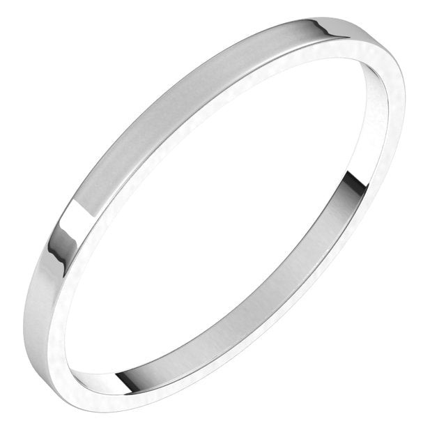 10K White Gold Flat Ultra-Light Wedding Band, 1.5 mm Wide