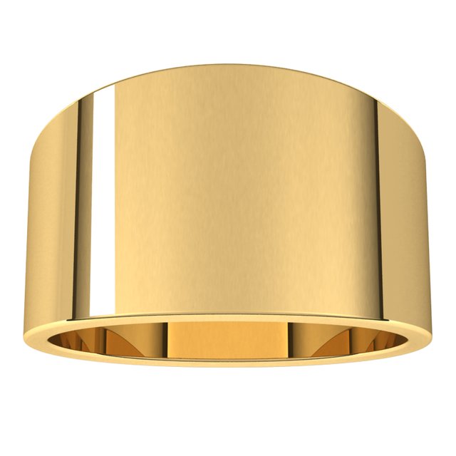 14K Yellow Gold Flat Tapered Wedding Band, 12 mm Wide