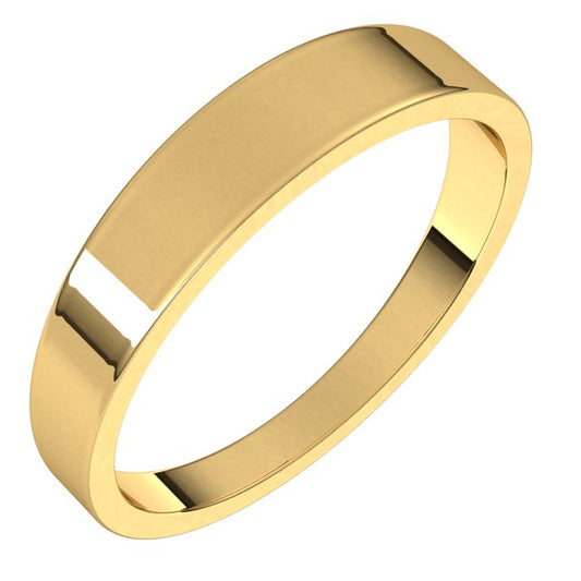 18K Yellow Gold Flat Tapered Wedding Band, 4 mm Wide