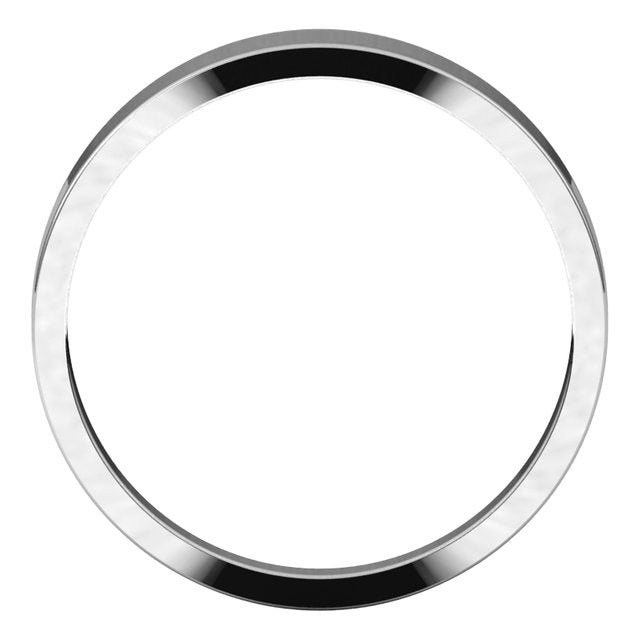 18K White Gold Flat Tapered Wedding Band, 4 mm Wide