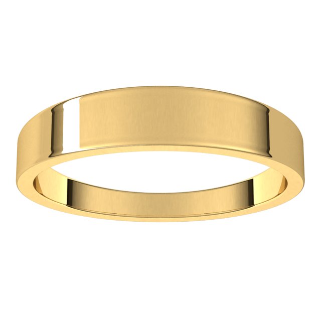 14K Yellow Gold Flat Tapered Wedding Band, 4 mm Wide
