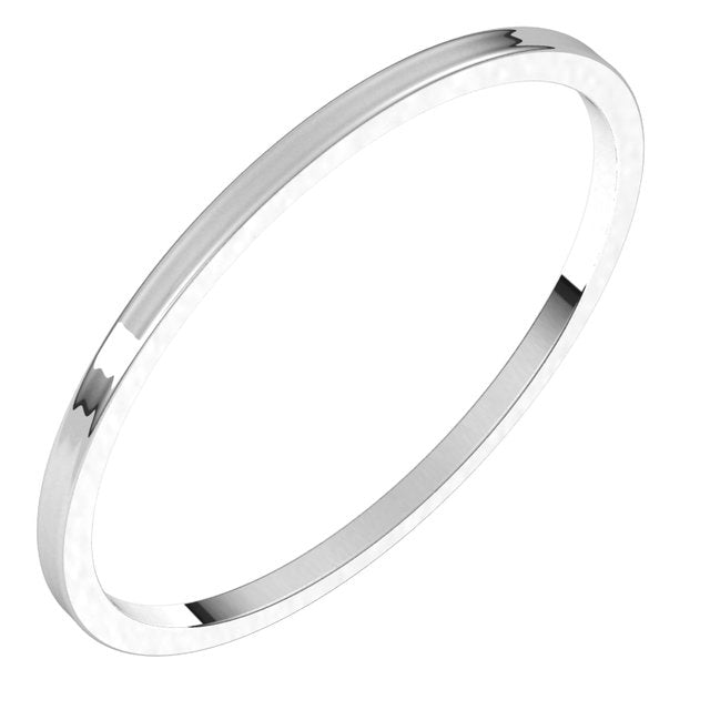 10K White Gold Flat Ultra-Light Wedding Band, 1 mm Wide