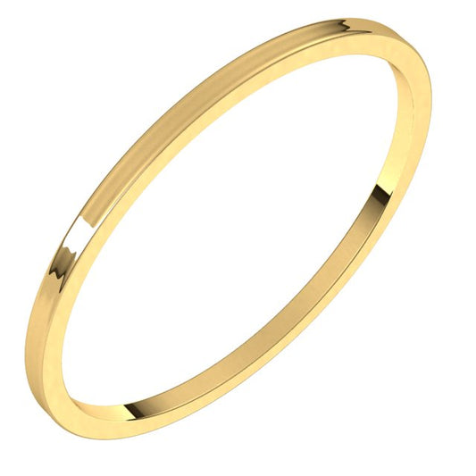 14K Yellow Gold Flat Ultra-Light Wedding Band, 1 mm Wide