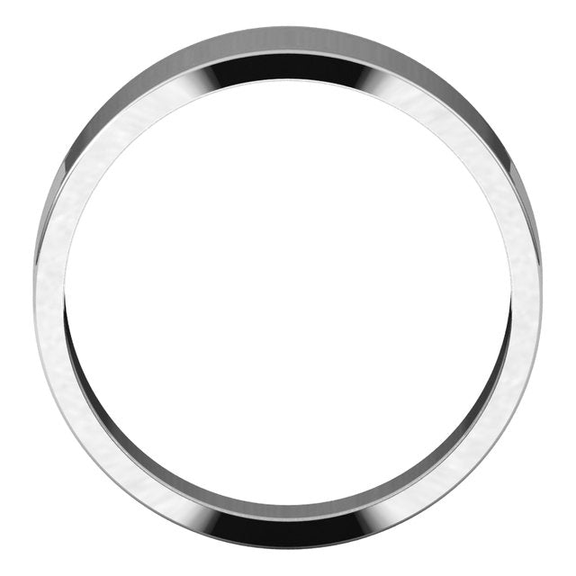 10K White Gold Flat Tapered Wedding Band, 7 mm Wide