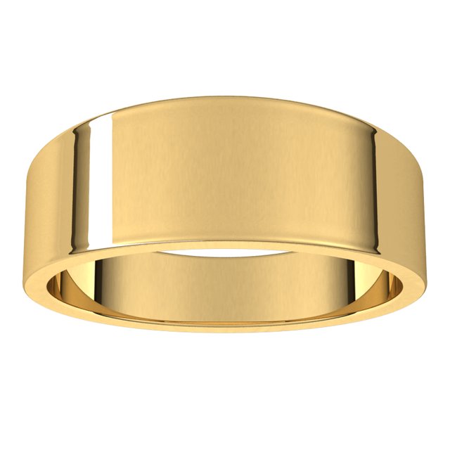 14K Yellow Gold Flat Tapered Wedding Band, 7 mm Wide