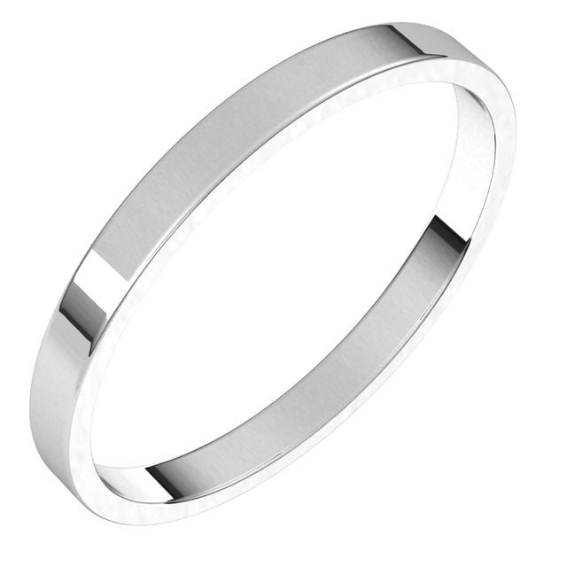 14K White Gold Flat Ultra-Light Wedding Band, 2 mm Wide