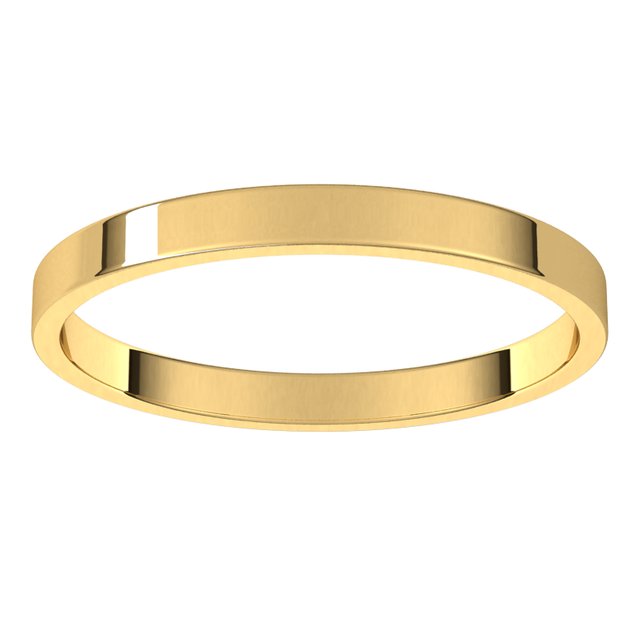 18K Yellow Gold Flat Ultra-Light Wedding Band, 2 mm Wide