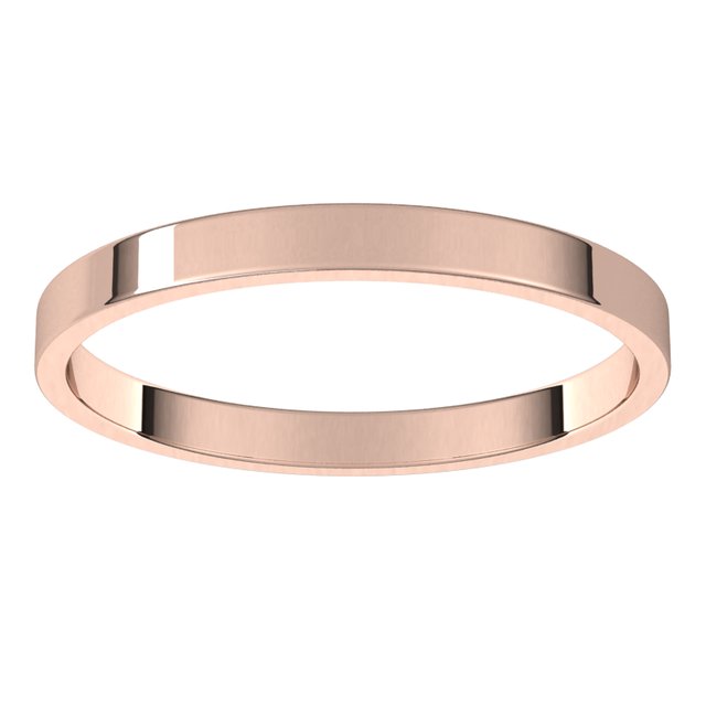 18K Rose Gold Flat Ultra-Light Wedding Band, 2 mm Wide