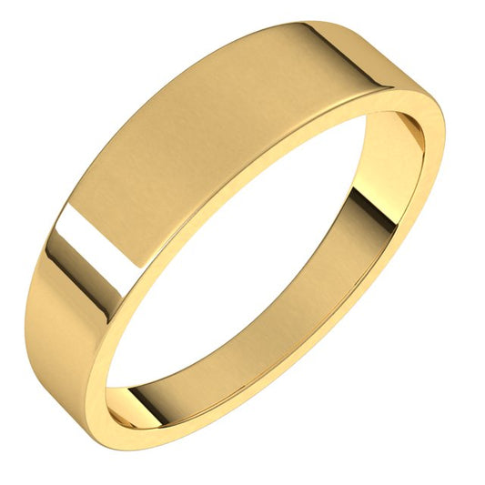 18K Yellow Gold Flat Tapered Wedding Band, 5 mm Wide