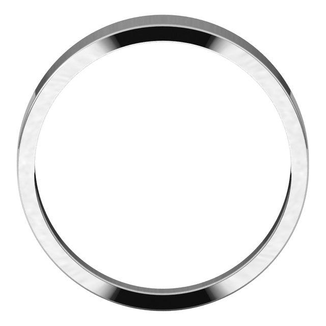 14K White Gold Flat Tapered Wedding Band, 5 mm Wide