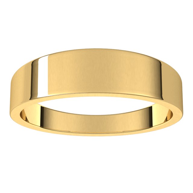 14K Yellow Gold Flat Tapered Wedding Band, 5 mm Wide