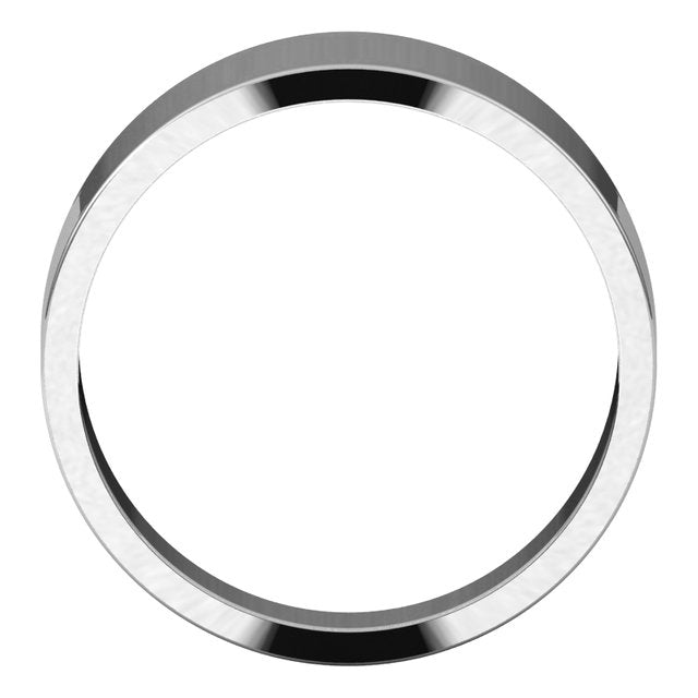 18K White Gold Flat Tapered Wedding Band, 8 mm Wide