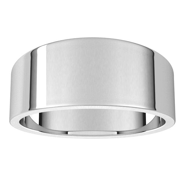 Sterling Silver Flat Tapered Wedding Band, 8 mm Wide