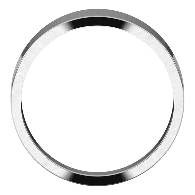 14K White Gold Flat Tapered Wedding Band, 6 mm Wide