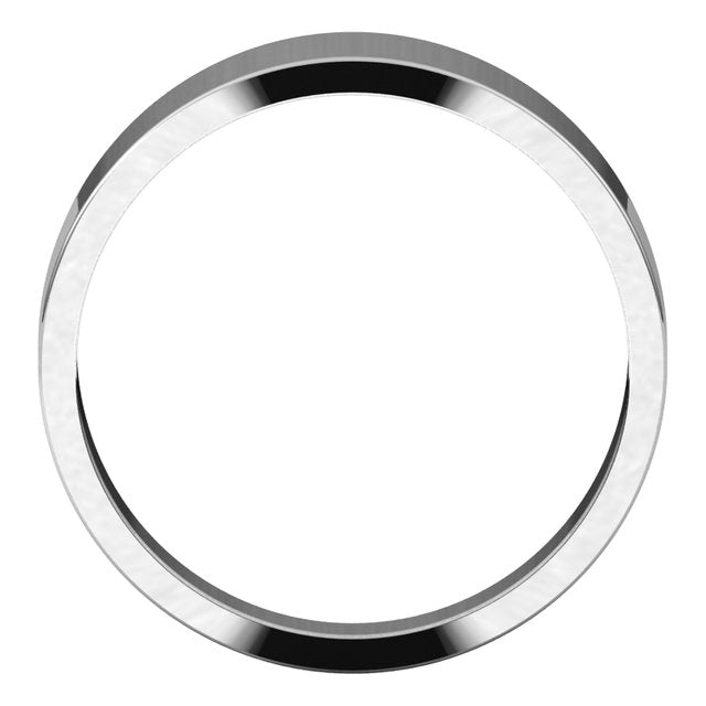 14K White Gold Flat Tapered Wedding Band, 6 mm Wide