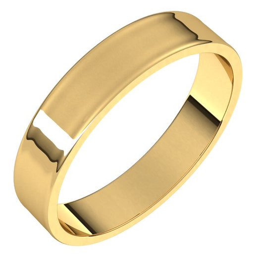 14K Yellow Gold Flat Ultra-Light Wedding Band, 4 mm Wide