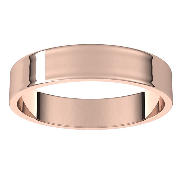 18K Rose Gold Flat Ultra-Light Wedding Band, 4 mm Wide