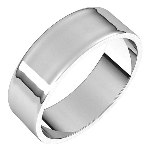 18K White Gold Flat Ultra-Light Wedding Band, 6 mm Wide