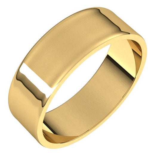 14K Yellow Gold Flat Ultra-Light Wedding Band, 6 mm Wide