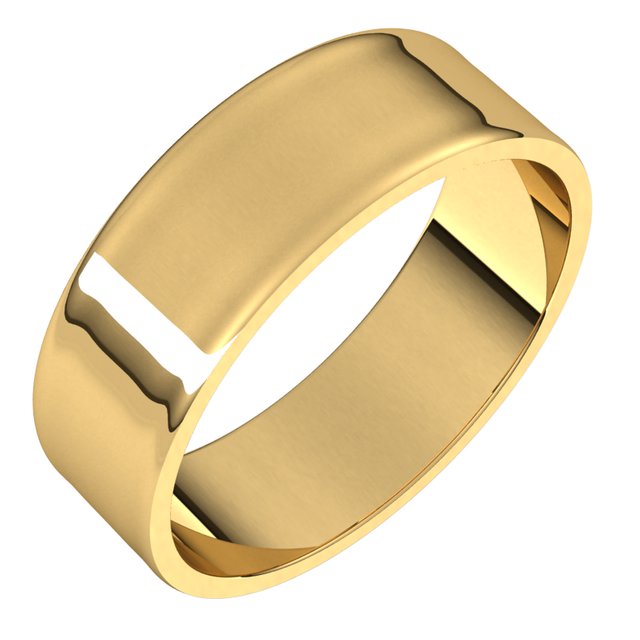 10K Yellow Gold Flat Ultra-Light Wedding Band, 6 mm Wide