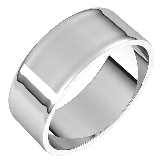 10K White Gold Flat Ultra-Light Wedding Band, 7 mm Wide