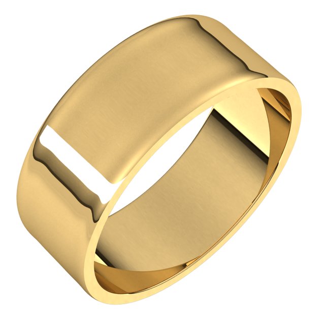 10K Yellow Gold Flat Ultra-Light Wedding Band, 7 mm Wide