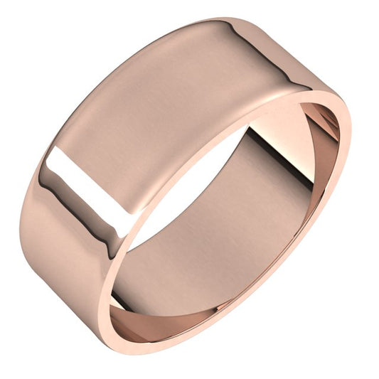 18K Rose Gold Flat Ultra-Light Wedding Band, 7 mm Wide