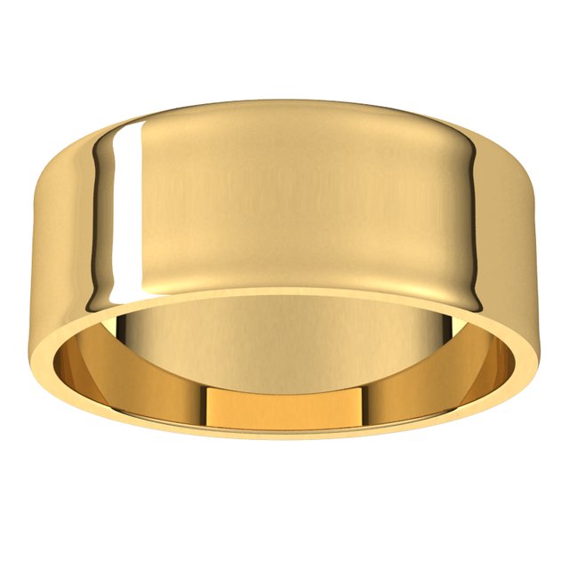 10K Yellow Gold Flat Ultra-Light Wedding Band, 7 mm Wide