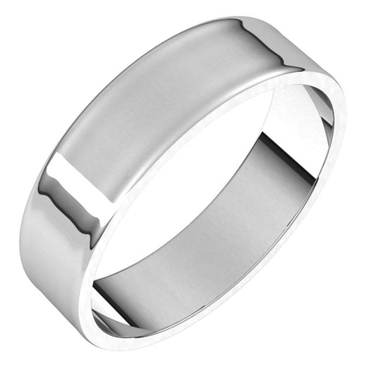 18K White Gold Flat Ultra-Light Wedding Band, 5 mm Wide