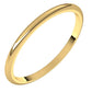 18K Yellow Gold Half Round Wedding Band, 1.5 mm Wide