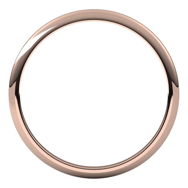 14K Rose Gold Half Round Wedding Band, 1.5 mm Wide