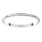 10K White Gold Half Round Wedding Band, 1.5 mm Wide