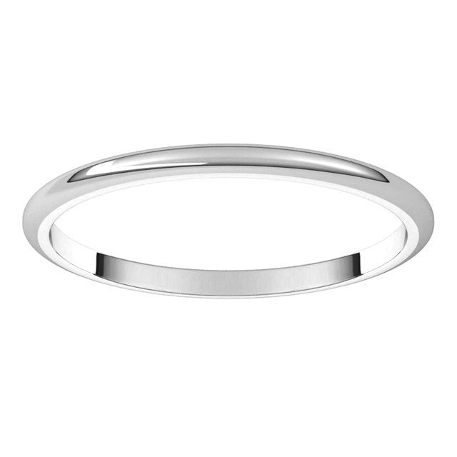 10K White Gold Half Round Wedding Band, 1.5 mm Wide