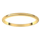 18K Yellow Gold Half Round Wedding Band, 1.5 mm Wide