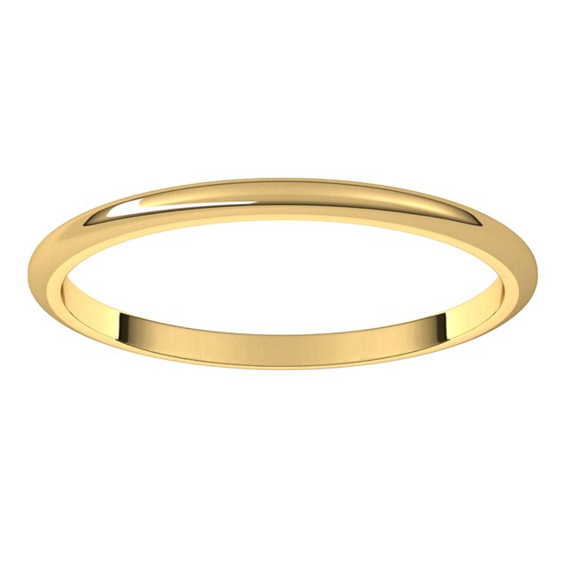 18K Yellow Gold Half Round Wedding Band, 1.5 mm Wide