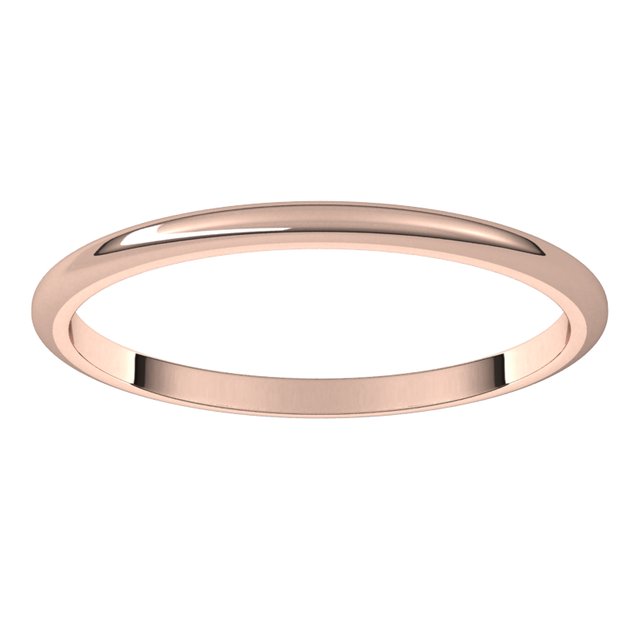 14K Rose Gold Half Round Wedding Band, 1.5 mm Wide