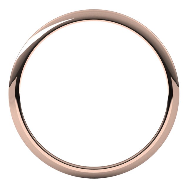 18K Rose Gold Half Round Wedding Band, 1 mm Wide