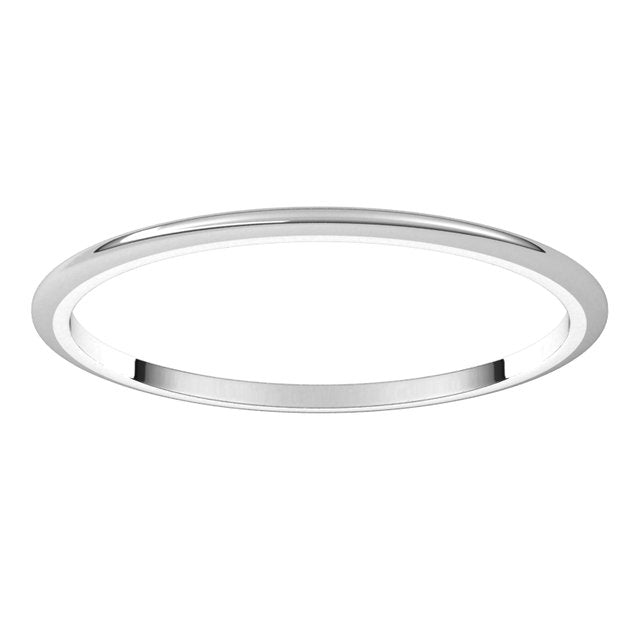 Sterling Silver Half Round Wedding Band, 1 mm Wide