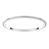18K White Gold Half Round Wedding Band, 1 mm Wide