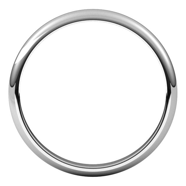 Platinum Half Round Wedding Band, 2.5 mm Wide