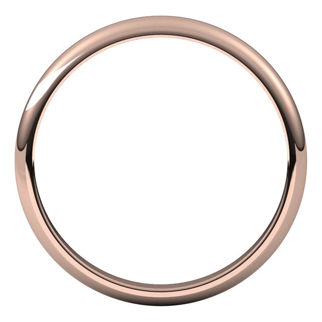 18K Rose Gold Half Round Wedding Band, 2.5 mm Wide