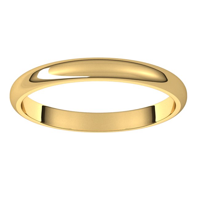 18K Yellow Gold Half Round Wedding Band, 2.5 mm Wide