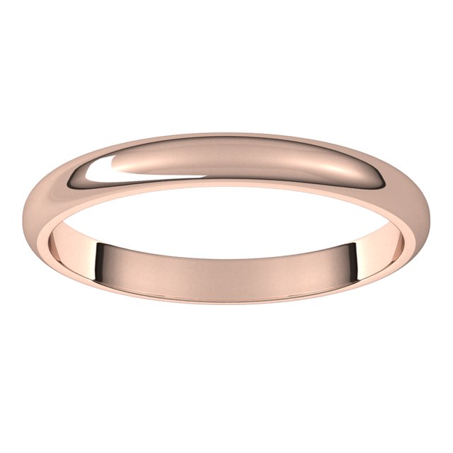 18K Rose Gold Half Round Wedding Band, 2.5 mm Wide