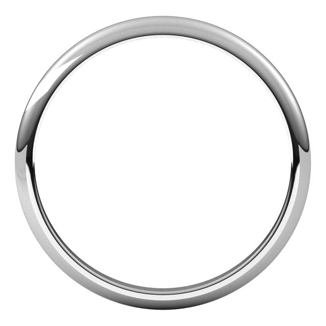 14K White Gold Half Round Wedding Band, 2 mm Wide