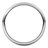 18K White Gold Half Round Wedding Band, 2 mm Wide