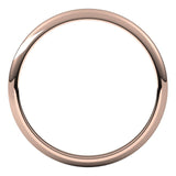 10K Rose Gold Half Round Wedding Band, 2 mm Wide