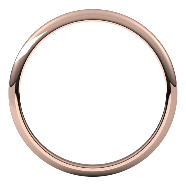 18K Rose Gold Half Round Wedding Band, 2 mm Wide