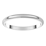 18K White Gold Half Round Wedding Band, 2 mm Wide