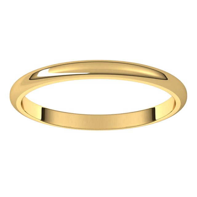 18K Yellow Gold Half Round Wedding Band, 2 mm Wide