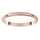 18K Rose Gold Half Round Wedding Band, 2 mm Wide